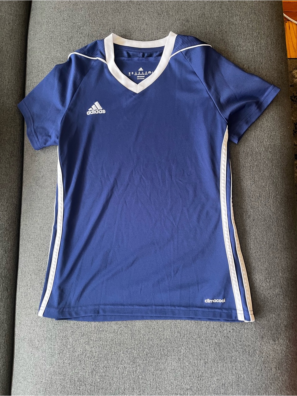 Adidas Boys Youth XS ClimaCool Blue White Soccer Jersey Athletic Shirt